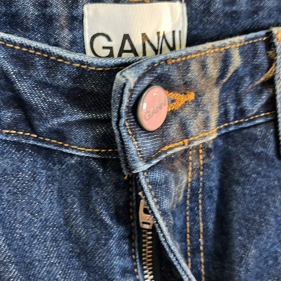 Ganni Betzy Jeans Dark Blue Stone size 31/34 Flare High Rise Organic Cotton NWT - Picture 9 of 16